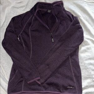 Purple Cowl Neck Sweater with Quarterzip Style